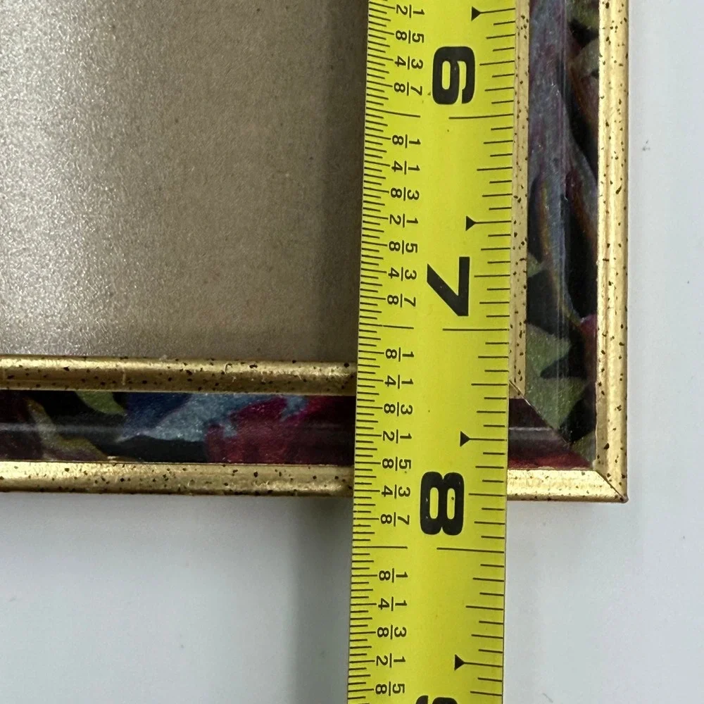 Vintage Floral‎ Gold Tone Speckled 5x7 Tabletop Picture Frame Botanical Decor